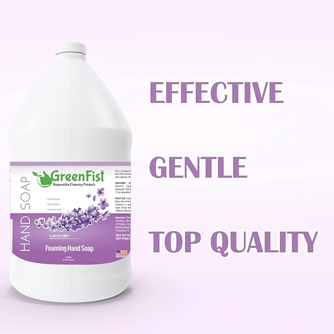 GreenFist Foaming Hand Soap Refills Lavender Scent Jug Foam Refill Made in USA, 128 ounce (1 Gallon)