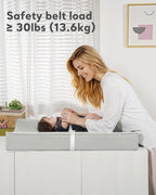 Vegan Leather Waterproof Baby Changing Pad - Wipeable, Extra Thick & Portable & Non-Slip Diaper Mat for Dresser, Crib, Travel | Soft & Safe (Gray)