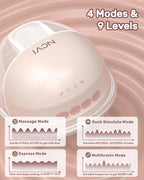 NCVI Wearable Hands Free Breast Pump, 4 Modes & 9 Levels with Multitronic Suction, Ultra-Quiet <45dB, Long Battery Life (150min), 21/24mm Flange Insert, Portable Electric Breastfeeding Pump for Moms