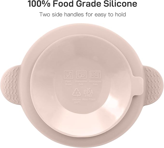 3 Pack Baby Bowls with Suction, Stay Put Silicone Suction Bowls for Babies Toddler Kids, BPA Free, Soft Safe Baby Led Weaning Supplies for Food Bowl, Microwave and Dishwasher Safe