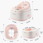 3 in 1 Potty Training Toilet, Dinosaur Toddler Potty Training Seat for Boys Girls with Comfortable Cushion, Easy-to-Clean and Anti-Slip Potty Training Step Stool for Toilet (Pink)