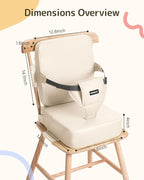 HOMEAL Toddler Booster Seat for Dining Table, Adjustable Kids Breathable Booster Seat for Kitchen, Beige