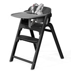 Momcozy DinerPal Wooden High Chair for Babies, Toddlers & Adults Up to 308 Lbs, Convertible Baby Highchair with Food-Grade Tray, Dishwasher-Safe, Adjustable & Ergonomic, Midnight Black