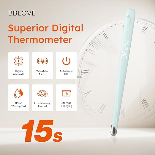 Thermometer for Adults and Kids, Medical-Grade Accurate Fast Reading Oral and Underarm Temperatures, Rechargeable Digital Thermometers with LED Display