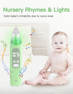Baby Nasal Aspirator, Electric Nose Sucker with 5 Levels Suction, Soothing Light & Nursery Rhymes (Green)