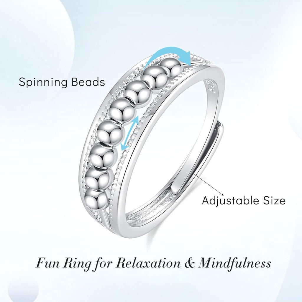 INFUSEU Funny Spinner Fidget Rings for Women Girls Anti Anxiety Stress Worry, Adjustable Size