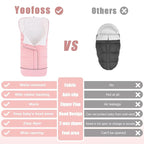 Yoofoss Stroller Cover for Winter, Toddler Stroller Footmuff Universal for Most Stroller, Water Resistant Warm Coral Baby Stroller Bunting Sleeping Bag Pink