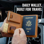 Kings Loot Passport Holder Wallet | RFID Protected Leather Travel Wallet with Built-in Trackable Holder | Holds 1-6 Cards & Passport | Slim & Stylish Wallets (Cognac)