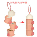 Accmor Formula Dispenser On The Go, 3 Layers Stackable Formula Container to Go, Non-Spill Portable Milk Powder Baby & Kids Snack Container, Pink