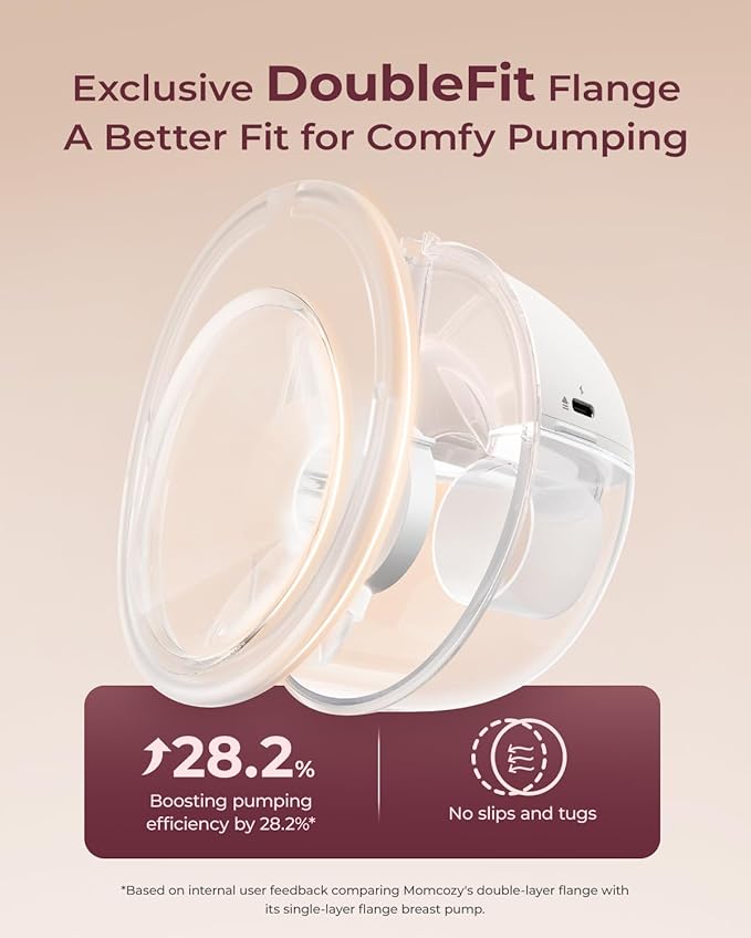 Momcozy M5 Lite Hands-Free Wearable Breast Pump, DoubleFit Flange for Baby-Like Comfort, 3 Modes & 9 Suction Levels, No Flange Insert or Hard Carry Case, 24mm, 2-Pack, Cozy Red