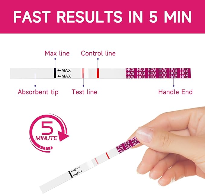 Pregnancy Test Strips, Early Result hCG Detection Home Pregnancy Test, 25 Count hCG, Rapid Prenancy hCG Testing Kit, 5mm Wider 25mIU/mL, High Accuracy with Ultra-Sensitive Detection