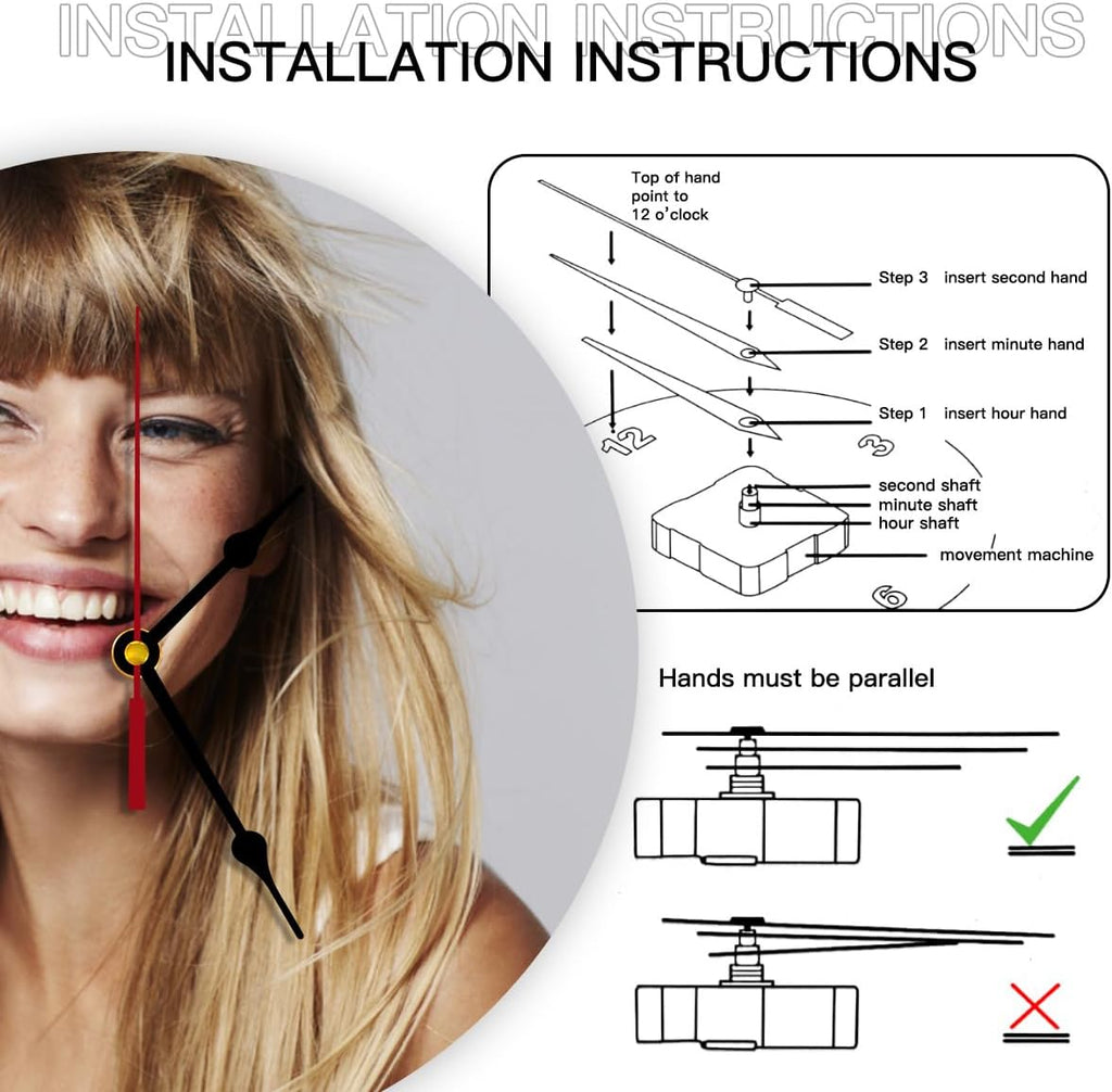 Generic Custom Clocks for Walls Personalized Clocks with Picture That PVC Customized Round Silent Clock for Living Room Creative, 12inch-30cm