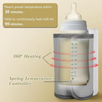 Portable Bottle Warmer for Travel, Instant Heating & Constant Warming, Portable Baby Bottle Warmer On The Go for Breastmilk, Large Capacity Battery-Powered & Rechargeable, Temperature Display