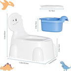 Potty Training Toddler Toilet Seat, Toilet Potties Training for Children Infant Baby Dinosaur Potty Chair with Splash Guard, Lid, Comfortable Backrest Portable Travel Potty (Blue/White)