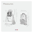 KÜB 3-in-1 Foldable Baby High Chair | Multifunctional Infant High Chairs for Babies and Toddlers | Removable Seat & Tray Easy Clean | 7 Height & 4 Recline Adjustable | 2 Locking Wheels (Grey)