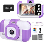 SUZIYO Children Camera, Birthday Electronic Toys for Kids, Upgrade Toddlers Selfie Digital Camcorder 1080P for Age 4-7 Years Old Boys Girls with 32G SD Card, Purple