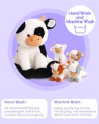 5 Pieces Cow Stuffed Animals for Boys Girls, 1 Mommy Cow with 4 Babies Soft Plush Toy Set Gifts for Kids Children 3 4 5 6 7 8 9 Years, Christmas, Birthday, Party Decorations