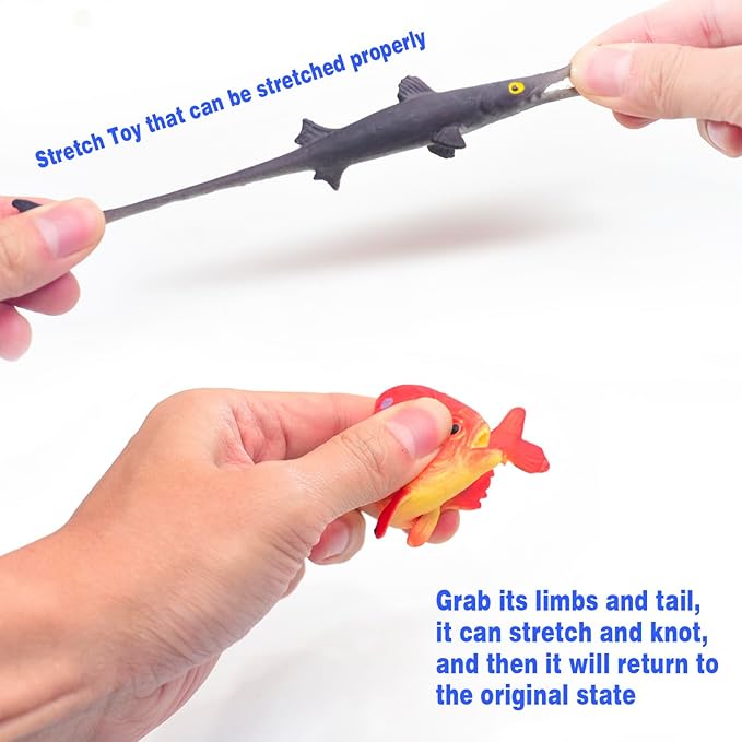 10 Pcs Fish Animal Figure Bath Toys, Sea Animal Color Changing Toys, Sea Creatures for Kids 3 Years and up, for Themed Parties, Cake Topper, Kids Easter Basket