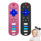 YAPROMO Babay Teething Toys, Silicone Remote Control Teether, BPA Free & Refrigerator Safe (Black&Pink)