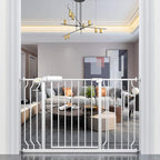 ALLAIBB Extra Wide Pressure Mounted Baby Gate Walk Through Child Kids Safety Toddler Tension White Long Large Pet Dog Gates with Extension for doorways Kitchen (48.03-52.76"/122-134cm)