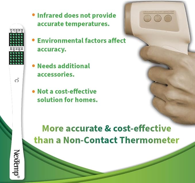 NexTemp® Single-Use Thermometers: Individually Wrapped, Disposable, Providing Superior Accuracy and Maximum Infection Control. Perfect for Work, Schools, First-Aid, Home, and Travel, Celsius, 100-Pack