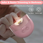 Megainvo Baby Nail Trimmer Electric USB Rechargeable Baby Nail File, Baby Nail Clippers w/Storage Compartment & LED Light, Electric Nail File for Baby Infant Toddler Newborn Nail Care Kit Pink