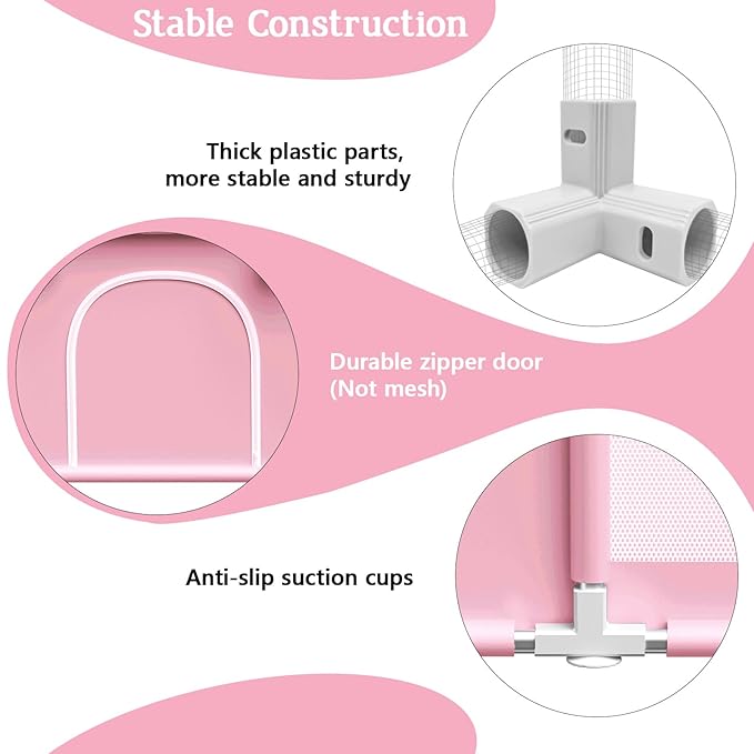 Pink Baby Playpen with Mat, 50x50 Inch Playpen with Mat Waterproof for Babies and Toddlers Play Pen for Girls Pink Playards Safety Gate Fence Active Center Indoor