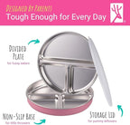 Stainless Steel Divided Plates + Silicone Sleeve and Storage Lid | Baby, Toddler, Kids | Dinner & Snack Plates | 4 Pack