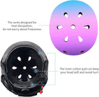 Adjustable Color Gradient Skateboard Helmet for 3-5-8-14+Ages【Toddler Kids Youth Adult】 Girls Boys Woman.Bike Helmet for Multi-Sports Cycling Bicycle Scooter Inline Roller Skate Rollerblading