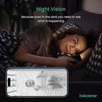 Babysense FullPeek 3MP Video Baby Monitor, WiFi Security Camera with Auto Tracking, Intelligent Motion & Sound Detection, Night Vision, Private Hidden Lens Mode, Supports SD Card
