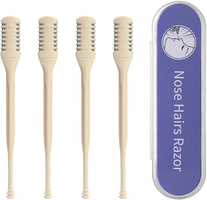 2-in-1 Nasal Hair Cutter for Women,4pcs Double Sided Nasal Hair Cutter,Nostril Hair Remover Tool, 360° Rotating Nose Hair Trimmer with Ear Digger for Men and Women Manual Nose Hair Trimmer