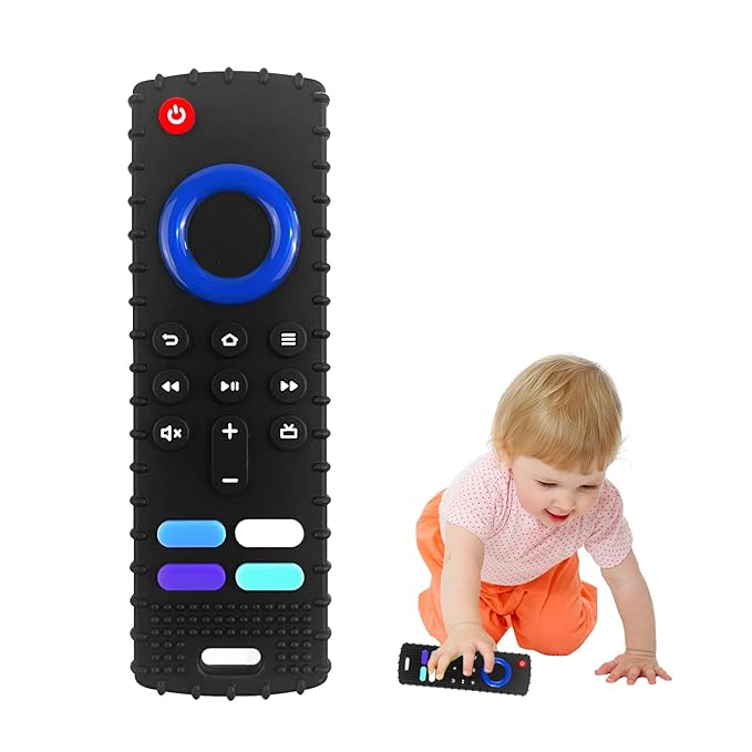 Silicone Baby Teething Toys, TV Remote Teethers for 6-12-18 Months Infant, Fire TV Remote Control Shape Toddlers Teething Remote Teethers, Chew Toys (FTV-1 Pack)
