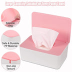 NOVWANG Wipes Dispenser, Baby Wipe Holder, Keeps Wipes Fresh, Refillable Wipe Container Baby Wipes Case for Bathroom Wipes Pouch Case, Pink