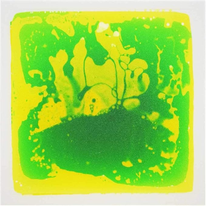LONGKING 12" X 12" Sensory Tiles for Activity Play Centers for Children, Sensory Floor Tiles, Liquid Floor Tiles, Autism Sensory Poducts, Green-Yellow