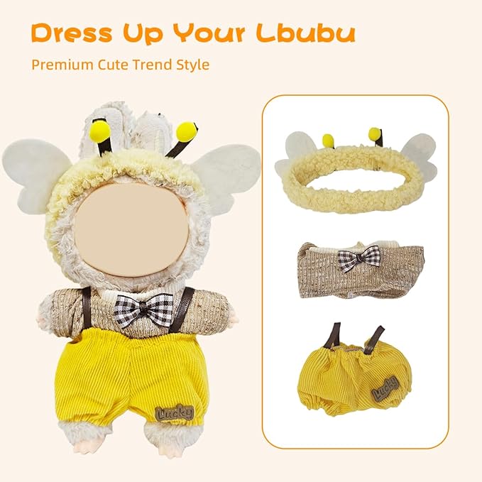 5 Complete Style Clothes Sets for 17cm Dolls - Hat & Overalls Dress Up Outfit for 17cm 15cm Dolls,Designer Outfits Bundle with Luxury/Cute/Sporty Themes, Gift for Doll Lovers (Cute, 17cm/15cm)