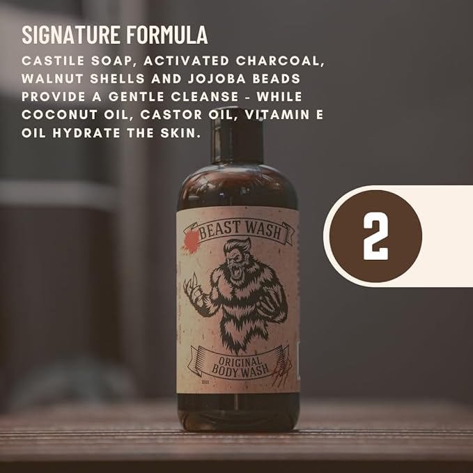 Johnny Slicks Body Wash - Supports Clean & Hydrated Skin - With Activated Charcoal, Organic Oils & Exfoliants - Original Scent - 16 oz