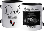 Personalized Picture & Name Baby Coming White Coffee Mug 11 Oz 15 Oz, Promoted To Dad EST. 2026 Accent Cup Gift For Pregnancy Announcement, Customized Coffee Cup New Dad/First Time Expecting Daddy