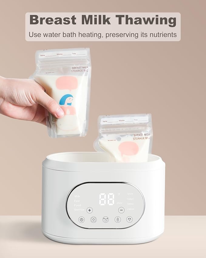 Bottle Warmer, 10-in-1 Fast Baby Bottle Warmer for Breastmilk & Formula, Double Milk Warmer with Timer, Accurate Temp Control, Thaw, Steaming, Heat Food, Keep Warm and Night Light