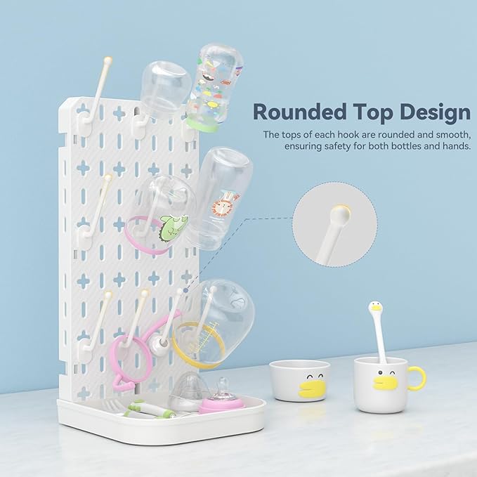 Baby Bottle Drying Rack Bottle Dryer Rack for 12 Bottle Drying Rack Space Saving Kitchen Countertop Vertical Cup Drainer Rack Detachable Baby Bottle Holder Storage Organizer Pump Part Dryer Rack White