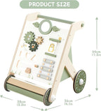 Beright Wooden Baby Walker with Roller Upgraded, Push and Pull Learning Activity Walker, Multi-Functional Kids’ Activity Toys, Develops Motor Skills & Stimulates Creativity, Green