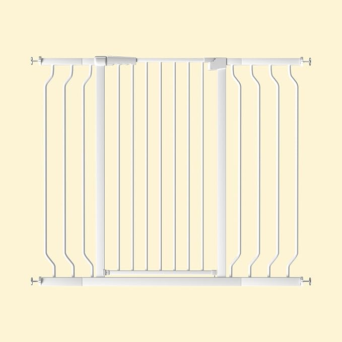 ALLAIBB White 40.55" Extra Tall Wide 29.92-46.06" Baby Gate Pressure Mounted Walk Through Child Kids Safety Toddler Tension Pet Dog Gates with Extension for Doorways Kitchen