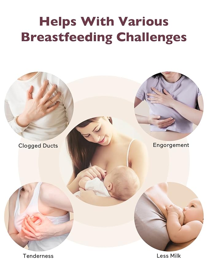 Momcozy Rolling Lactation Massager with Heat, 3-in-1 Real-Like Massage for Relieve Clogged Ducts, Breast Massager Warming for Breastfeeding, Improve Milk Flow, Blue-Green