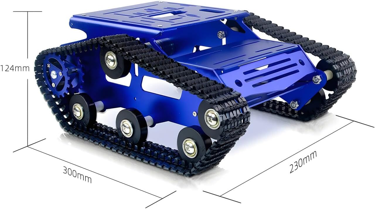 Tank Car Chassis with DC Geared Motor, Shock Absorbing Robot Chassis Full-Metal Robotic Moving Platform Track for RaspberryPi Arduino Jetson Microb DIY Maker Smart Robot Car Learning Kit