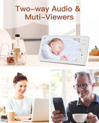 ARENTI Baby Monitor, 2K Video Baby Camera with 5-Inch Upgraded Wireless Display, Super Night Vision, Lullabies, Cry & Motion Detection, Temp & Humidity Sensor, Two Way Audio