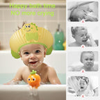 Baby Shower Cap Shield, Shower Cap for Kids, Visor Hat for Eye and Ear Protection for 0-9 Years Old Children, Cute Little Dinosaur Shape Makes The Baby Bath More Fun (Blue)