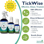 3 Moms Organics TickWise | DEET- Free, Tick and Insect Repellent | Plant Based Essential Oils and All Natural Ingredients | Safe for Kids, Adults, Dogs and HorsesTrio 8oz,4oz,2oz