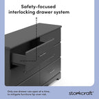 Storkcraft Brookside 6-Drawer Dresser (Gray) – GREENGUARD Gold Certified, Gray Dresser for Bedroom, Kids & Nursery Storage Chest, Safety Interlocking Drawers, Pre-Installed Tracks, Kids Chest