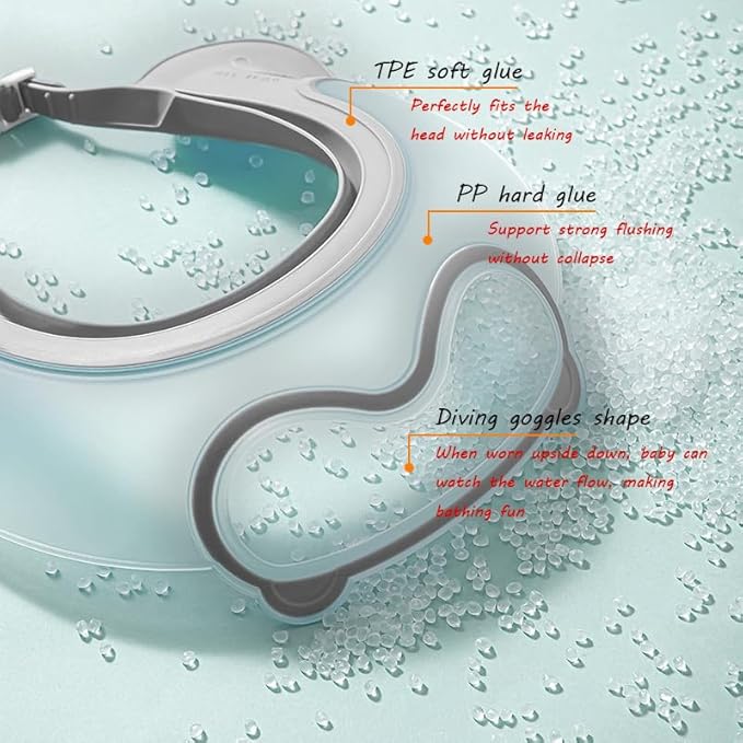 Baby Shower Cap Shield, Shower Cap for Kids, Visor Hat for Eye and Ear Protection for 0-9 Years Old Children, Cute diving goggle Shape Makes The Baby Bath More Fun (Grey)