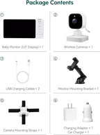 BABELIO Wireless Baby Car Camera with 5" HD Night Vision, Battery-Powered Rear Facing Car Seat Monitor for Kids and Pet, Easy Install 360° Rotatable Backseat Mirror, Newborns Travel Essentials Gifts