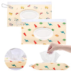 2Packs Baby Wipes Dispenser Portable Baby Wipe Holder Refillable Wet Wipes Container Reusable Travel Wipes Case, Keeps Wipes Fresh(Yellow)